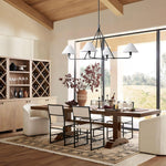 Axis Modern Linear Chandelier in Brass and Black for Dining Room and Living Room