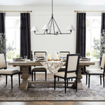 Axis Modern Linear Chandelier in Brass and Black for Dining Room and Living Room