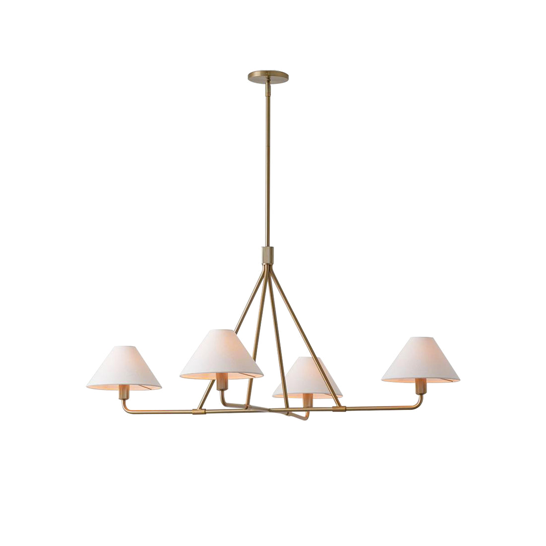 Axis Modern Linear Chandelier in Brass and Black for Dining Room and Living Room