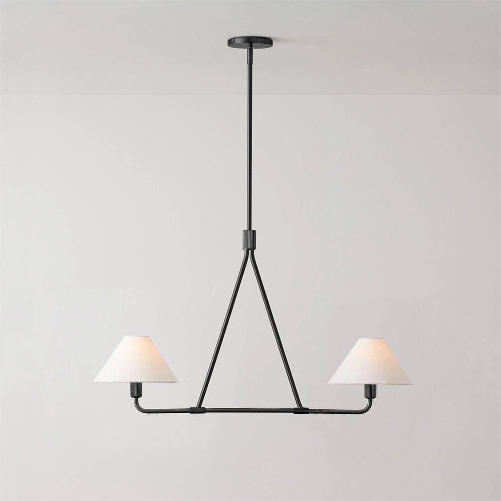 Axis Modern Linear Chandelier in Brass and Black for Dining Room and Living Room