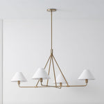 Axis Modern Linear Chandelier in Brass and Black for Dining Room and Living Room