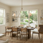 Axis Modern Linear Chandelier in Brass and Black for Dining Room and Living Room