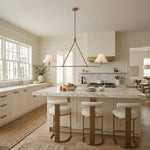 Axis Modern Linear Chandelier in Brass and Black for Dining Room and Living Room