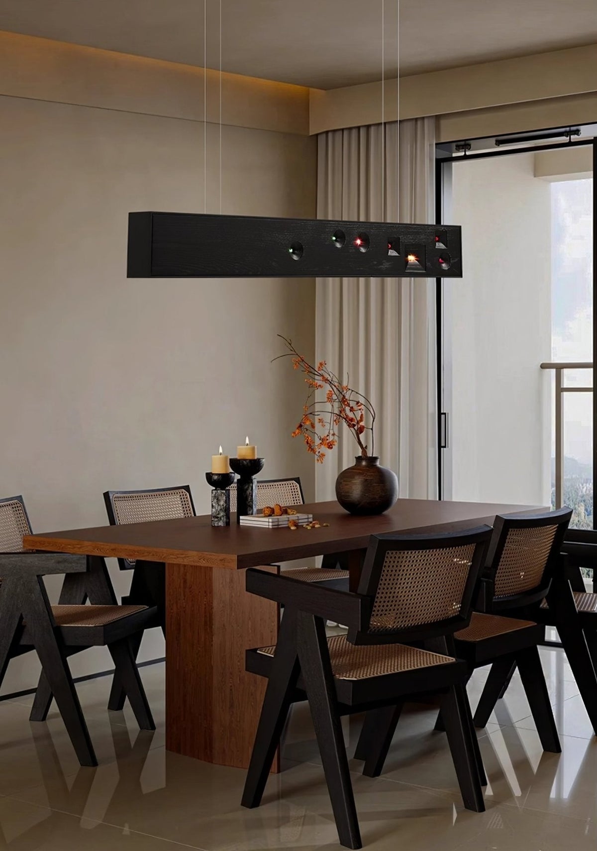 Axis Linear Wood LED Pendant Light for Kitchen Island and Dining Room