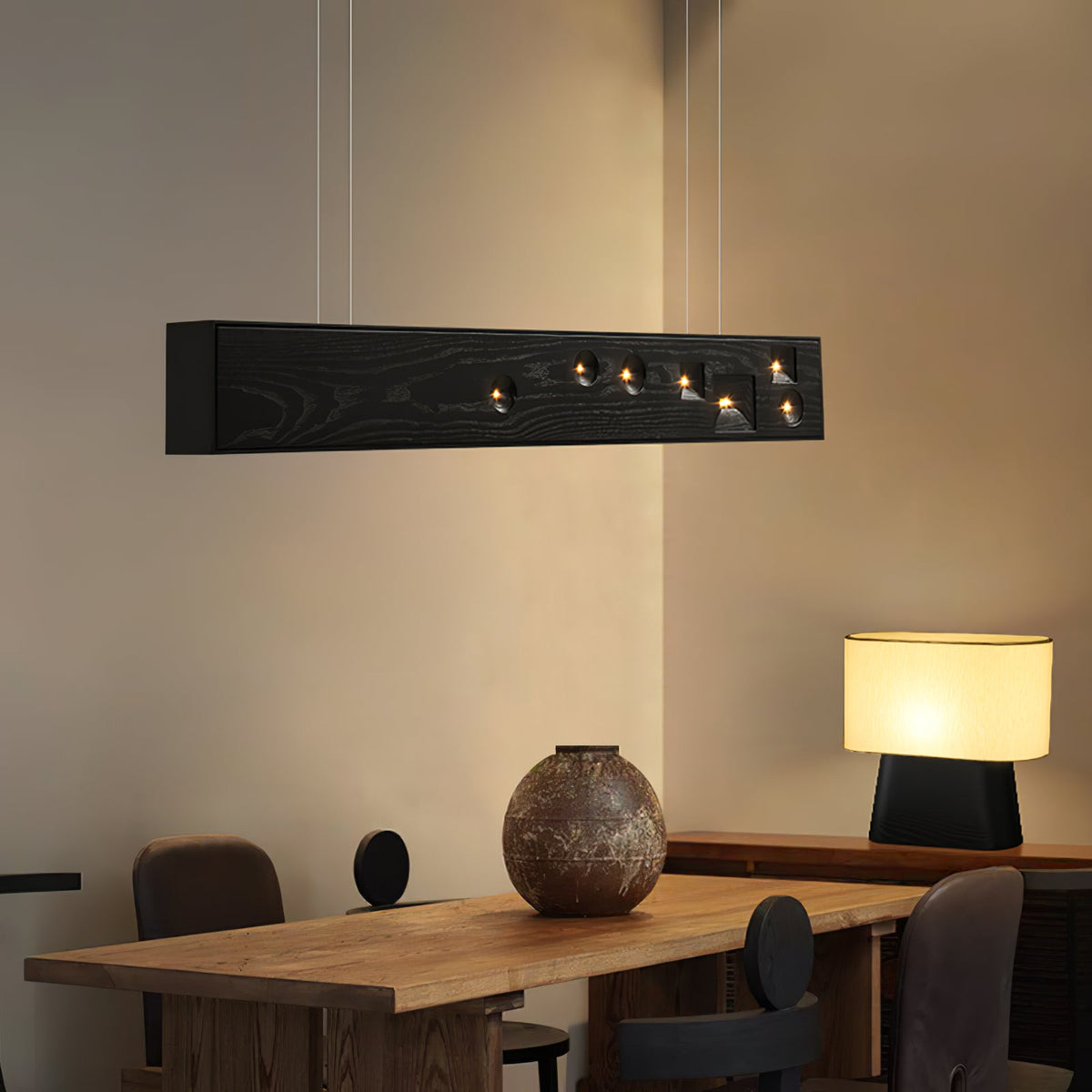 Axis Linear Wood LED Pendant Light for Kitchen Island and Dining Room