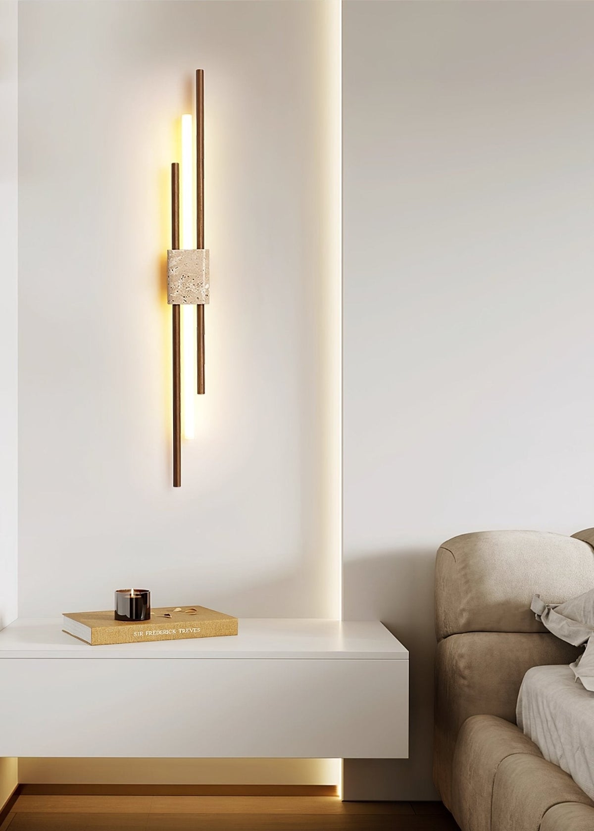 Axis Terra Wall Sconce in Travertine and Wood