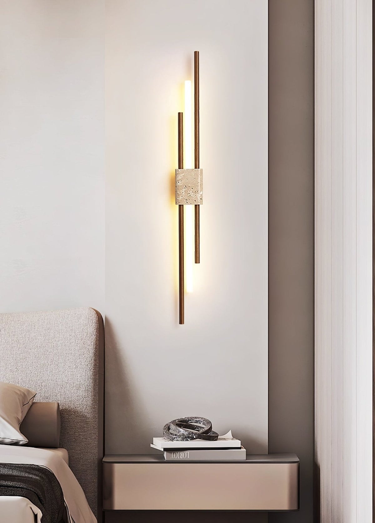 Axis Terra Wall Sconce in Travertine and Wood