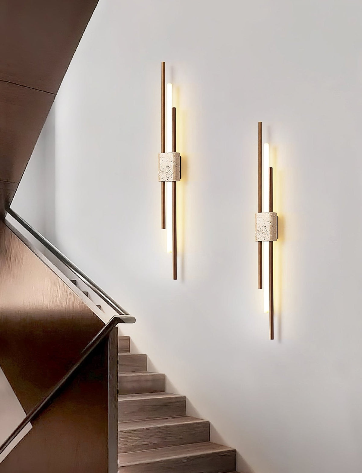 Axis Terra Wall Sconce in Travertine and Wood
