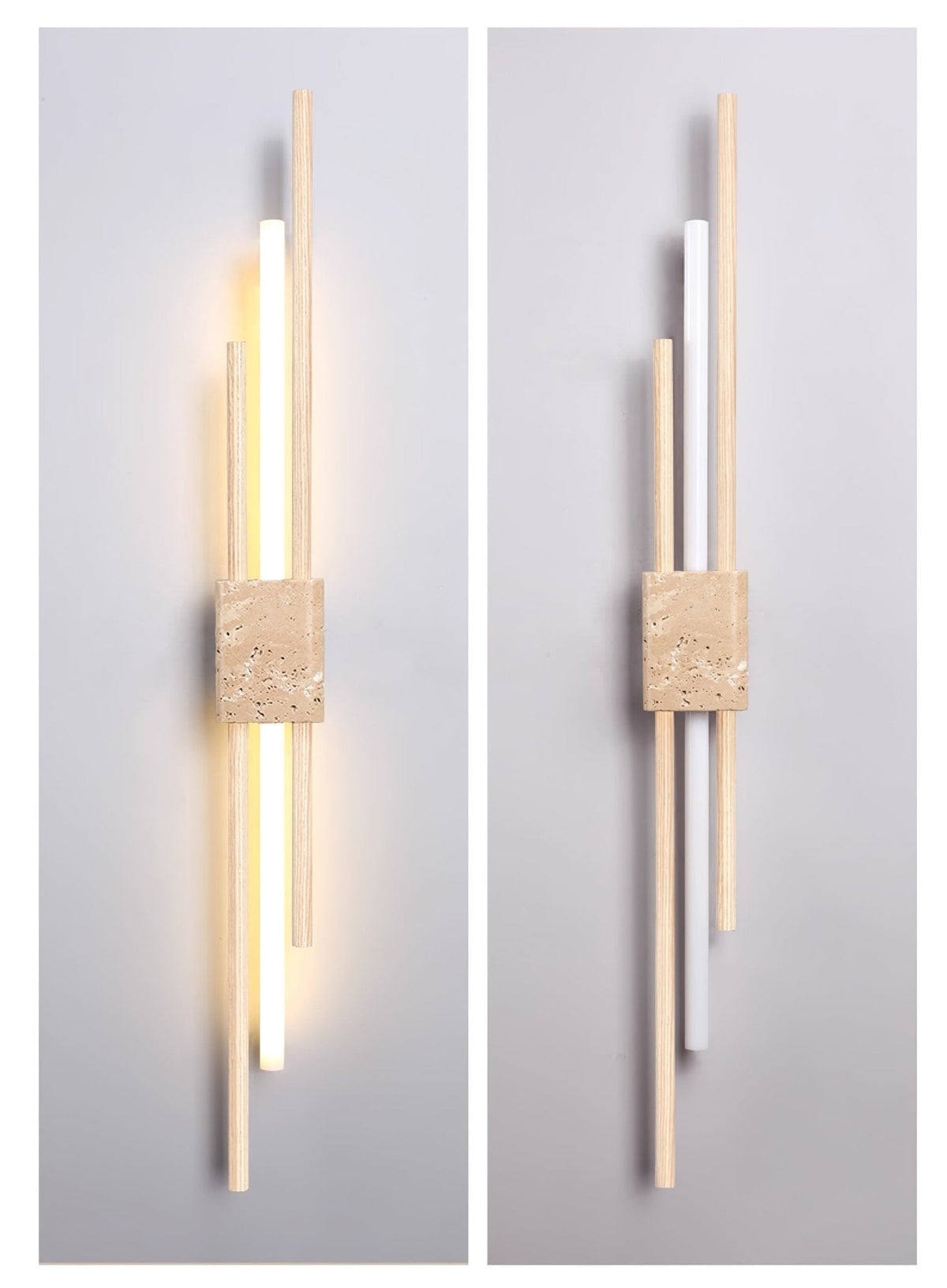 Axis Terra Wall Sconce in Travertine and Wood
