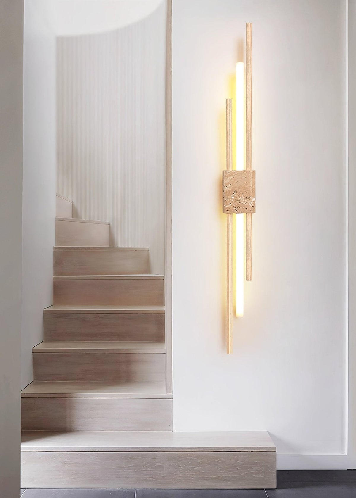 Axis Terra Wall Sconce in Travertine and Wood