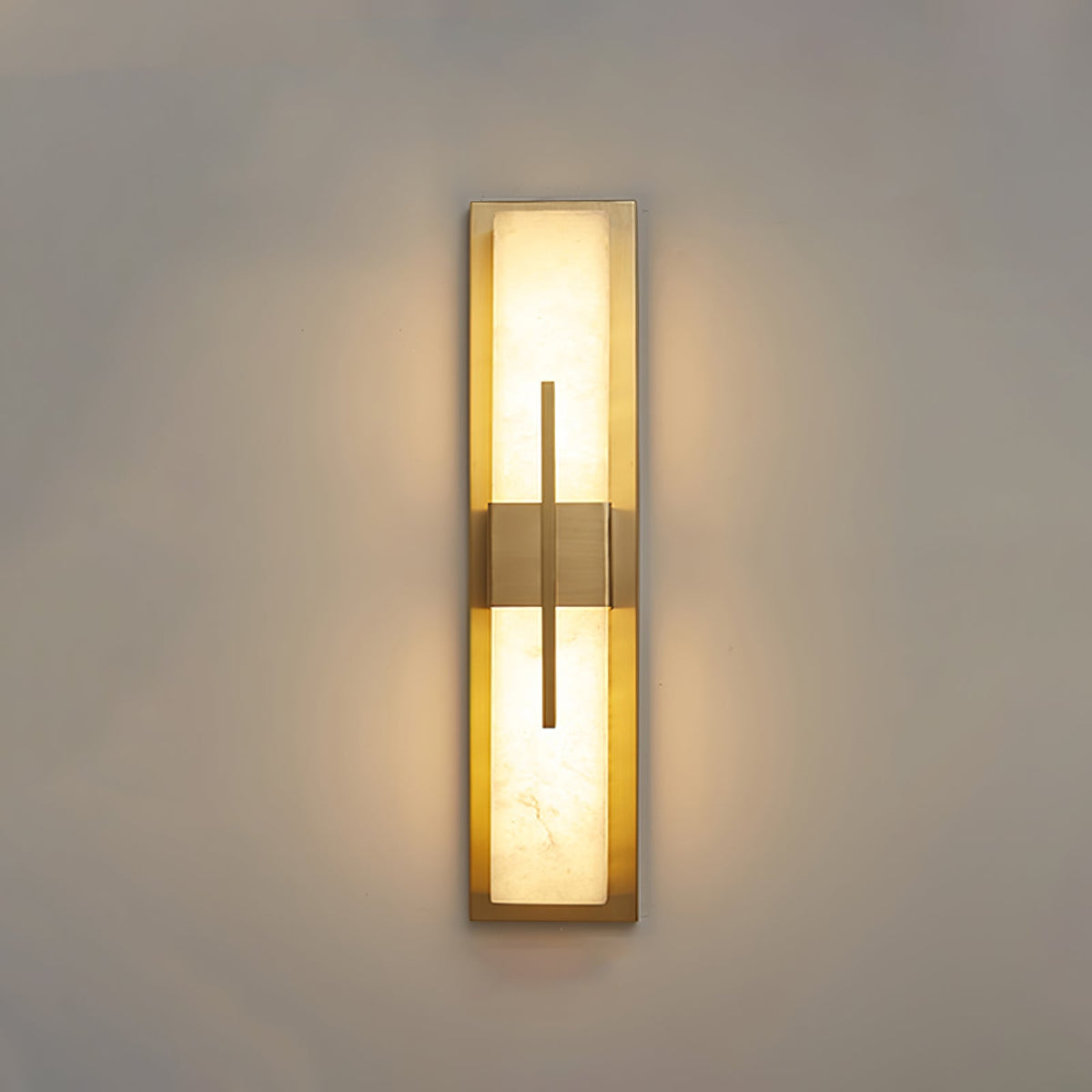 Axis Twin Alabaster LED Wall Sconce, Modern Brass & Black Finish