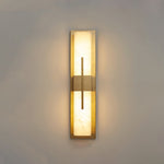 Axis Twin Alabaster LED Wall Sconce, Modern Brass & Black Finish
