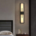 Axis Twin Alabaster LED Wall Sconce, Modern Brass & Black Finish