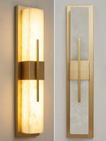 Axis Twin Alabaster LED Wall Sconce, Modern Brass & Black Finish