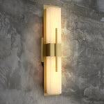 Axis Twin Alabaster LED Wall Sconce, Modern Brass & Black Finish