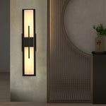 Axis Twin Alabaster LED Wall Sconce, Modern Brass & Black Finish