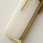 Axis Twin Alabaster LED Wall Sconce, Modern Brass & Black Finish