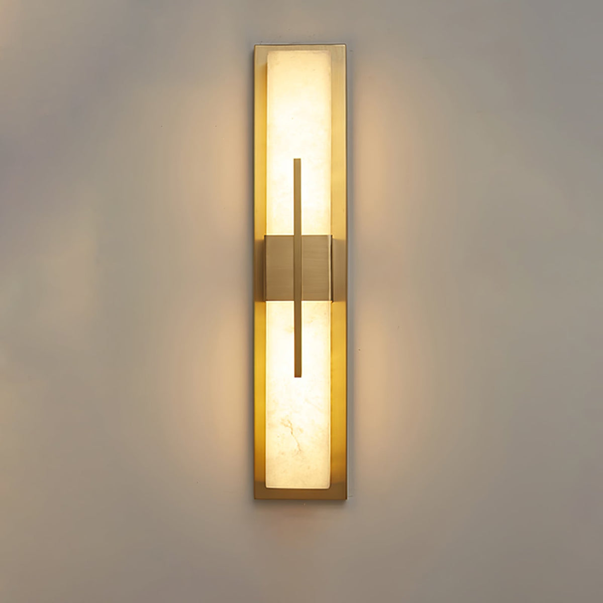 Axis Twin Alabaster LED Wall Sconce, Modern Brass & Black Finish
