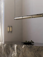 Modern Linear LED Chandelier for Kitchen Island, Smoked Acrylic Pendant Light