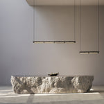Modern Linear LED Chandelier for Kitchen Island, Smoked Acrylic Pendant Light