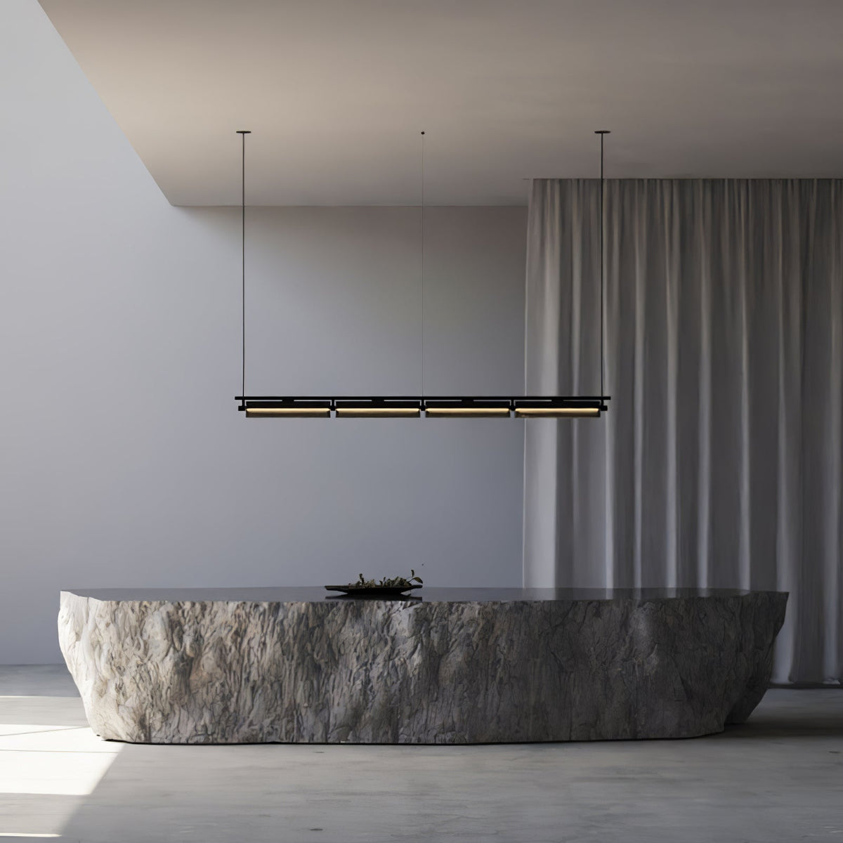 Modern Linear LED Chandelier for Kitchen Island, Smoked Acrylic Pendant Light