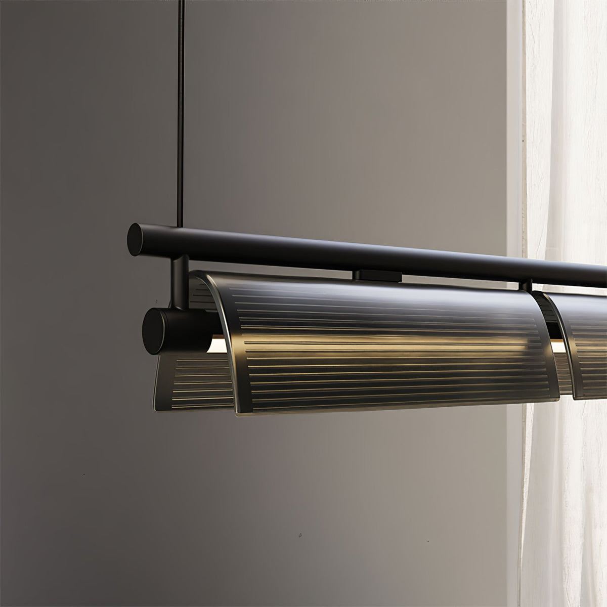 Modern Linear LED Chandelier for Kitchen Island, Smoked Acrylic Pendant Light