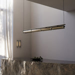 Modern Linear LED Chandelier for Kitchen Island, Smoked Acrylic Pendant Light