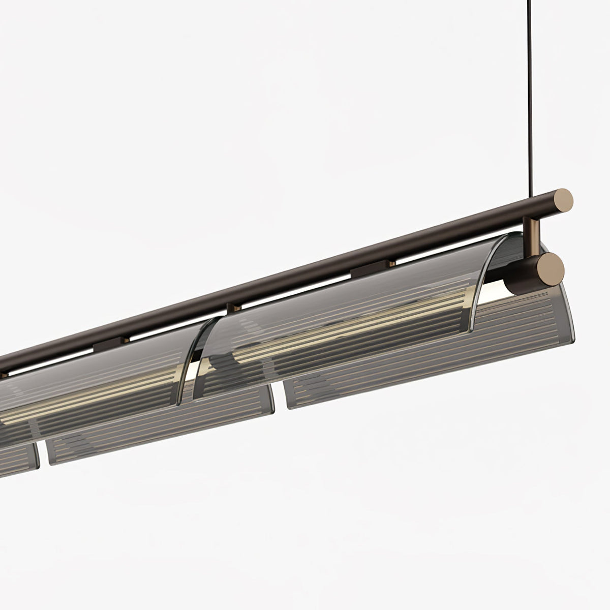 Modern Linear LED Chandelier for Kitchen Island, Smoked Acrylic Pendant Light