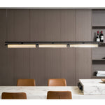 Modern Linear LED Chandelier for Kitchen Island, Smoked Acrylic Pendant Light