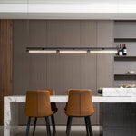 Modern Linear LED Chandelier for Kitchen Island, Smoked Acrylic Pendant Light