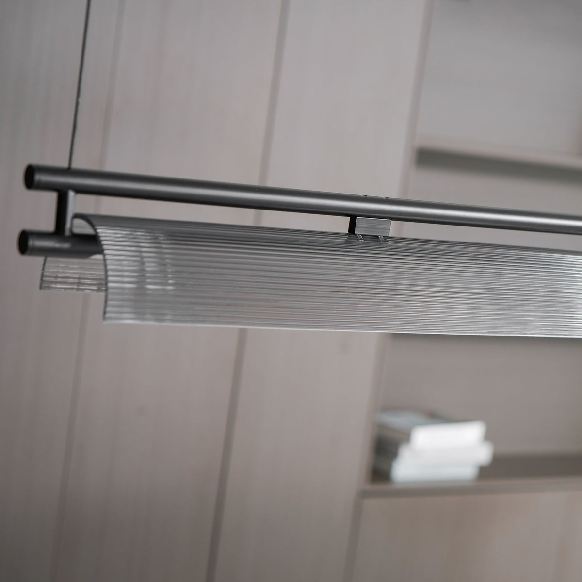 Modern Linear LED Chandelier for Kitchen Island, Smoked Acrylic Pendant Light