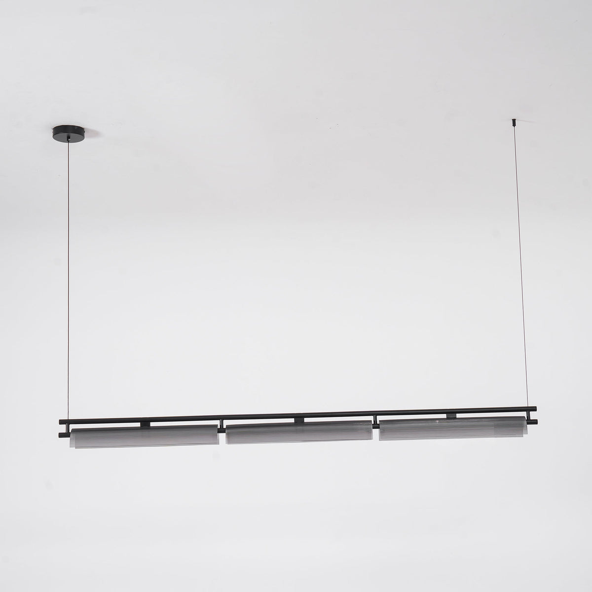 Modern Linear LED Chandelier for Kitchen Island, Smoked Acrylic Pendant Light
