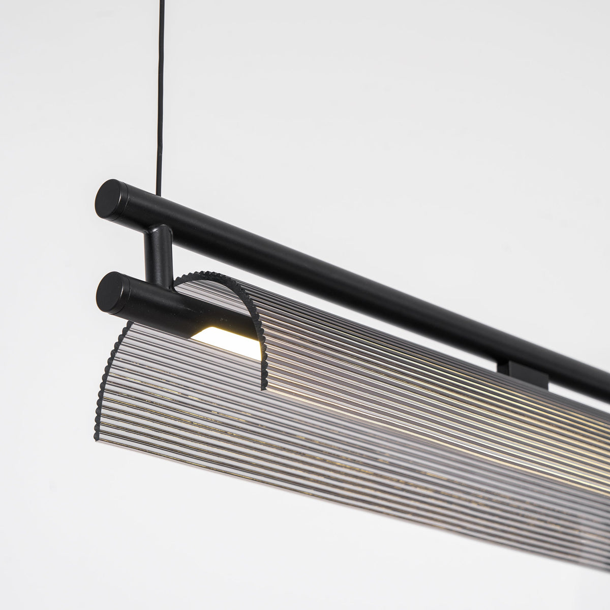Modern Linear LED Chandelier for Kitchen Island, Smoked Acrylic Pendant Light