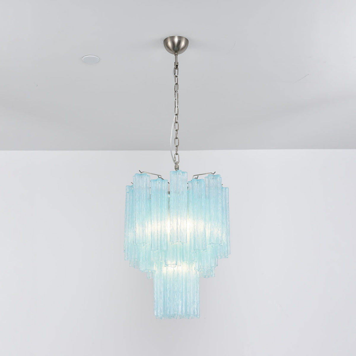 Azzura Glass Chandelier – Handcrafted Ocean Blue Glass Pendant Light for Dining Room and Entryway