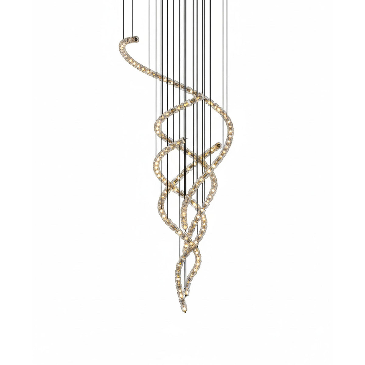 Gabriel Gold Crystal Chandelier – Sculptural LED Pendant for Modern Interiors