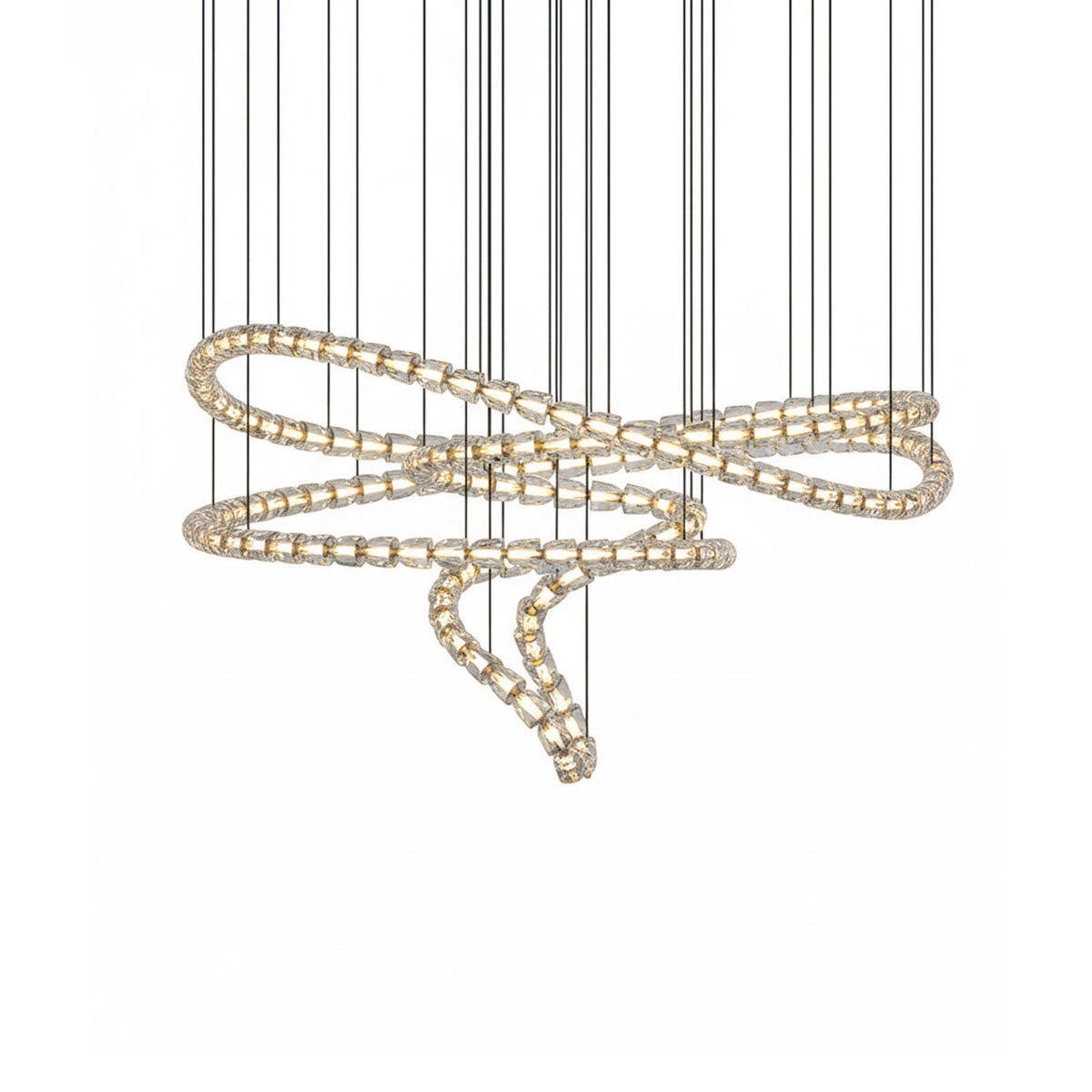 Gabriel Gold Crystal Chandelier – Sculptural LED Pendant for Modern Interiors