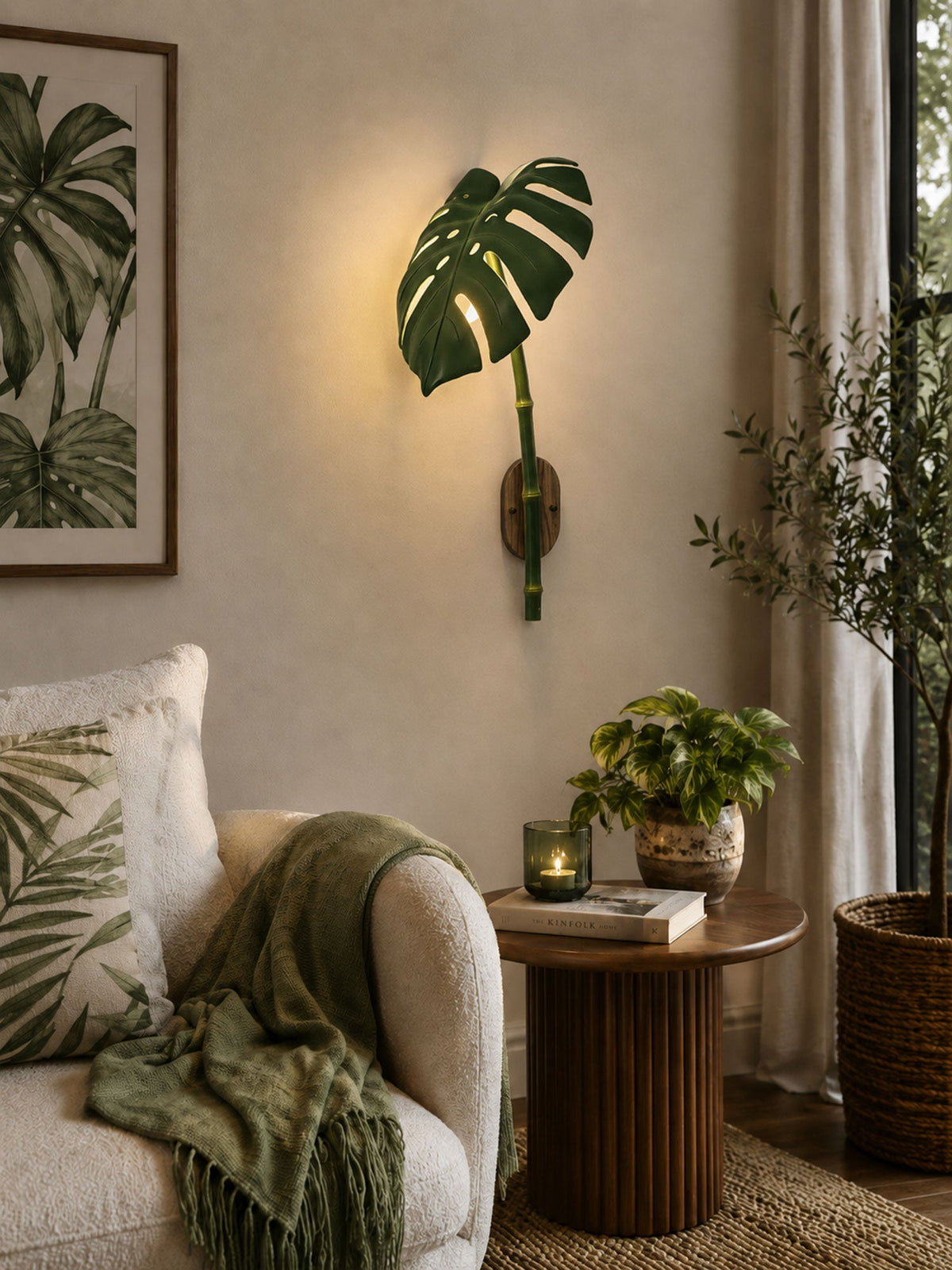 Monstera Leaf Wall Sconce — Tropical Botanical Light for Modern Interiors