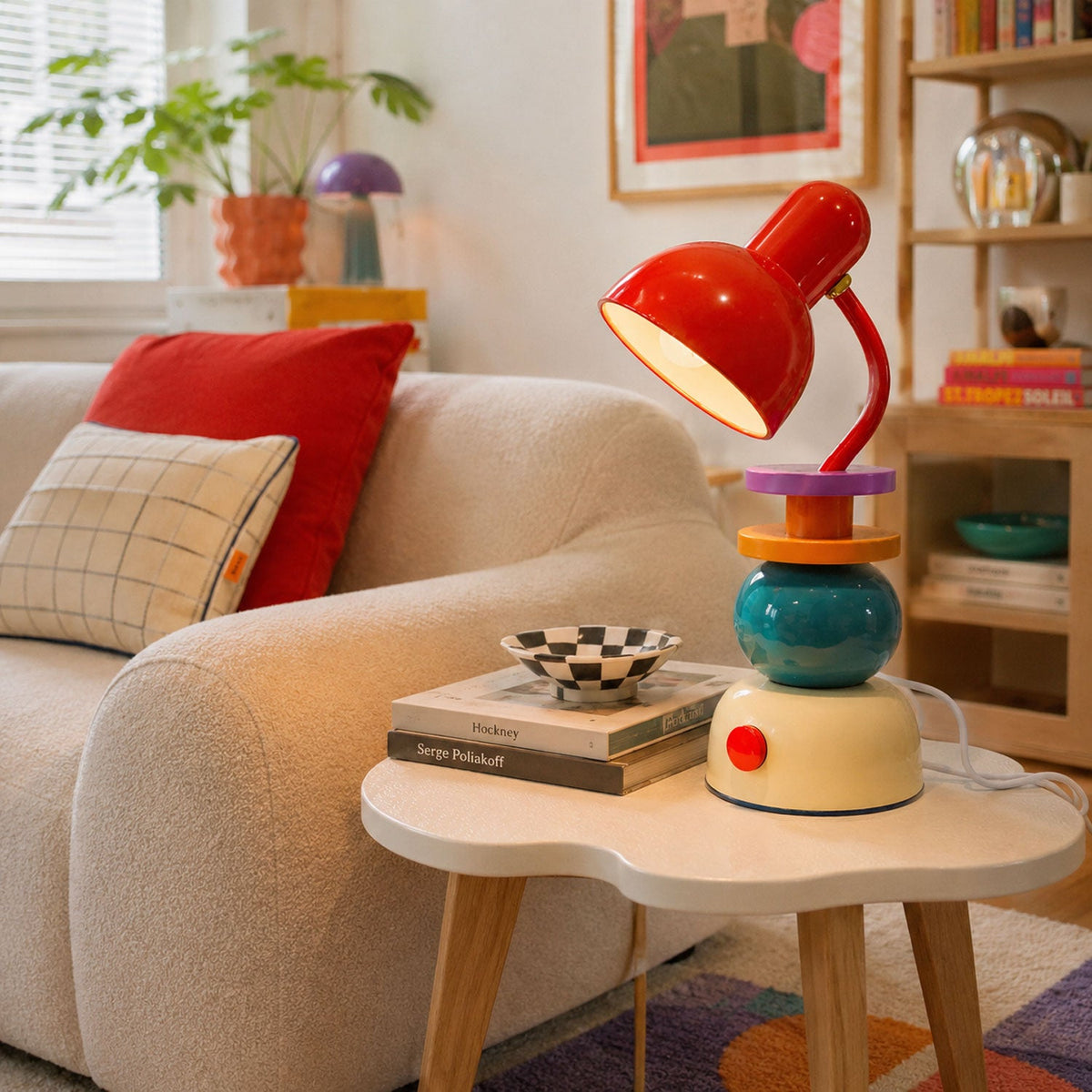 Playstack Pop Table Lamp – Colorful Modern Metal Accent Light for Bedroom & Living Room