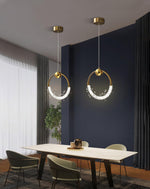 Crystal Pendant Light in Copper Gold Finish with Integrated LED