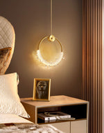 Crystal Pendant Light in Copper Gold Finish with Integrated LED