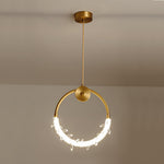 Crystal Pendant Light in Copper Gold Finish with Integrated LED