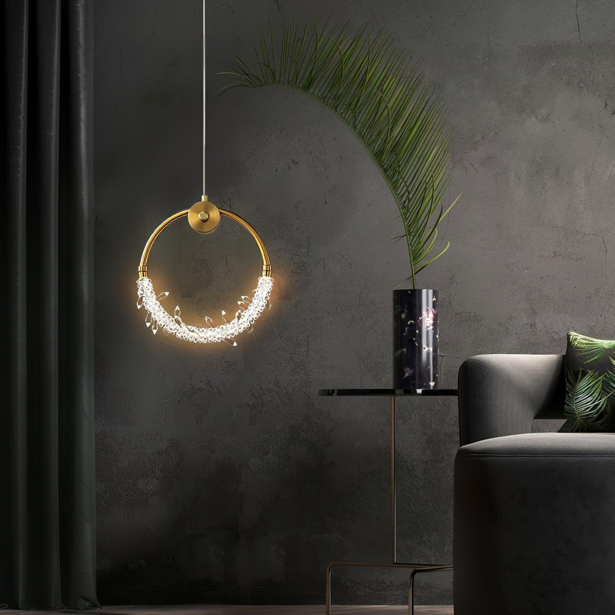 Crystal Pendant Light in Copper Gold Finish with Integrated LED