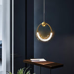 Crystal Pendant Light in Copper Gold Finish with Integrated LED
