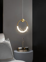 Crystal Pendant Light in Copper Gold Finish with Integrated LED