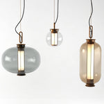 Bai Family Blown Glass Pendant Light in Bronze for Dining and Entry