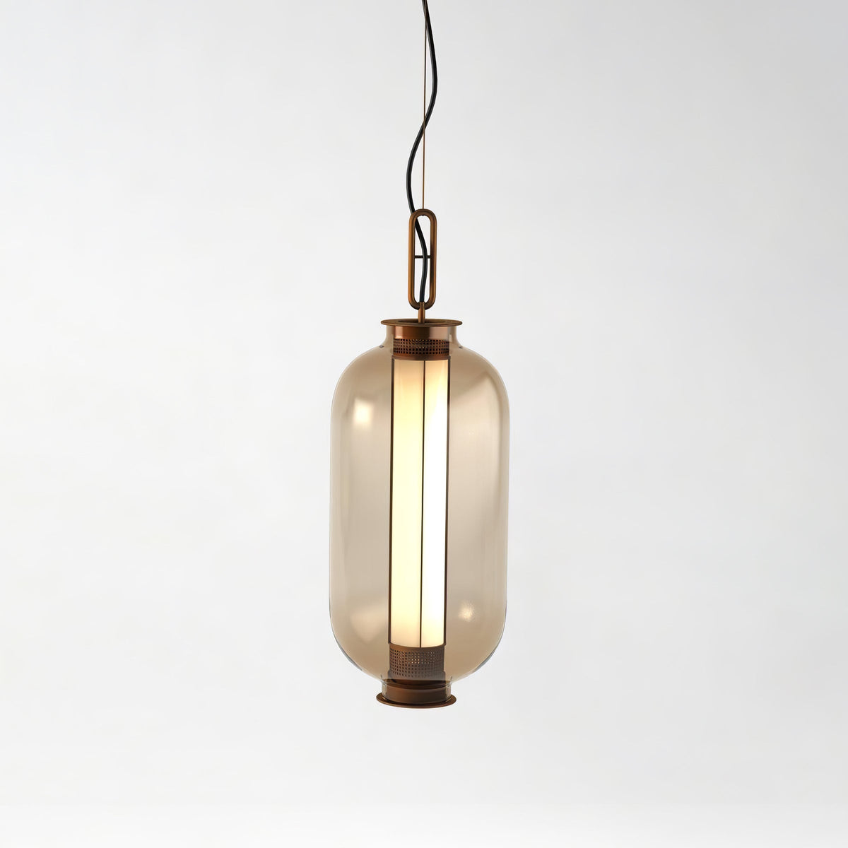 Bai Family Blown Glass Pendant Light in Bronze for Dining and Entry