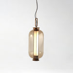 Bai Family Blown Glass Pendant Light in Bronze for Dining and Entry