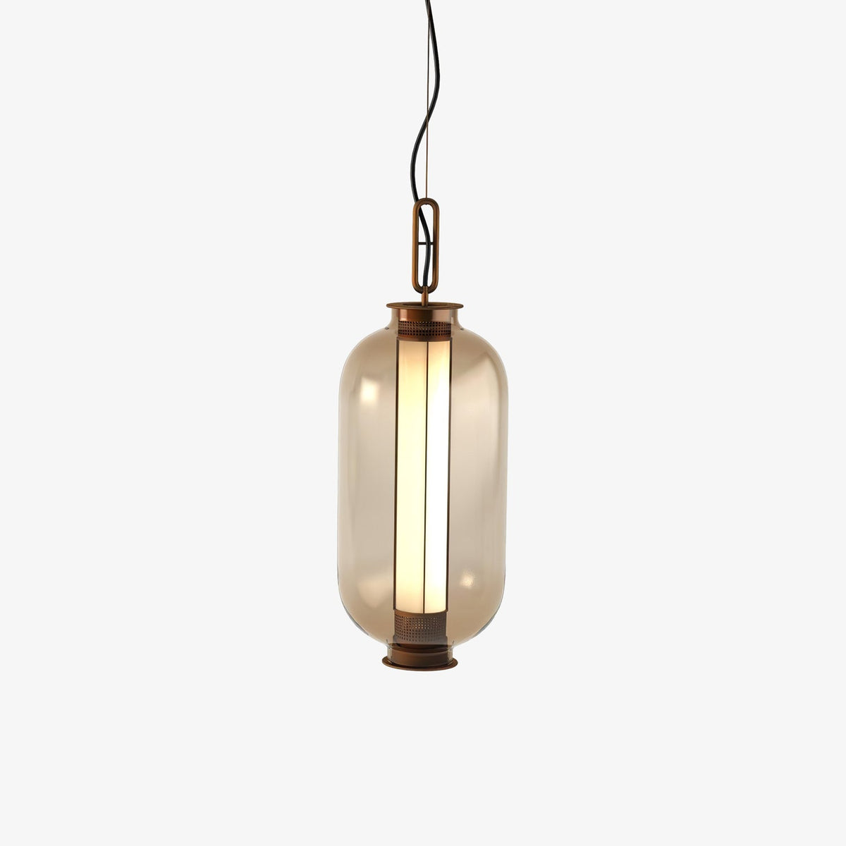 Bai Family Blown Glass Pendant Light in Bronze for Dining and Entry