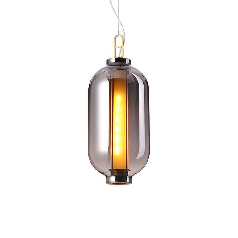 Bai Family Blown Glass Pendant Light in Bronze for Dining and Entry