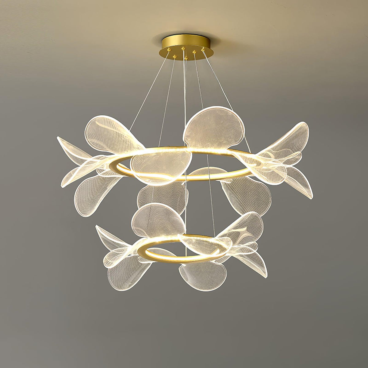 Bain Flying Flowers Chandelier — Gold Acrylic LED Pendant Light
